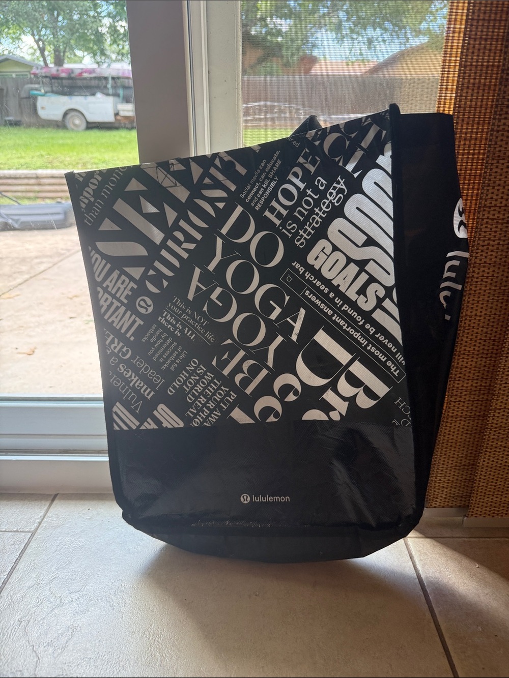lululemon Black and White Graphic Shopping Tote - Large